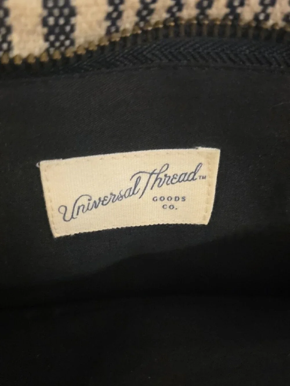 Universal Thread Black & Cream Striped Canvas Backpack